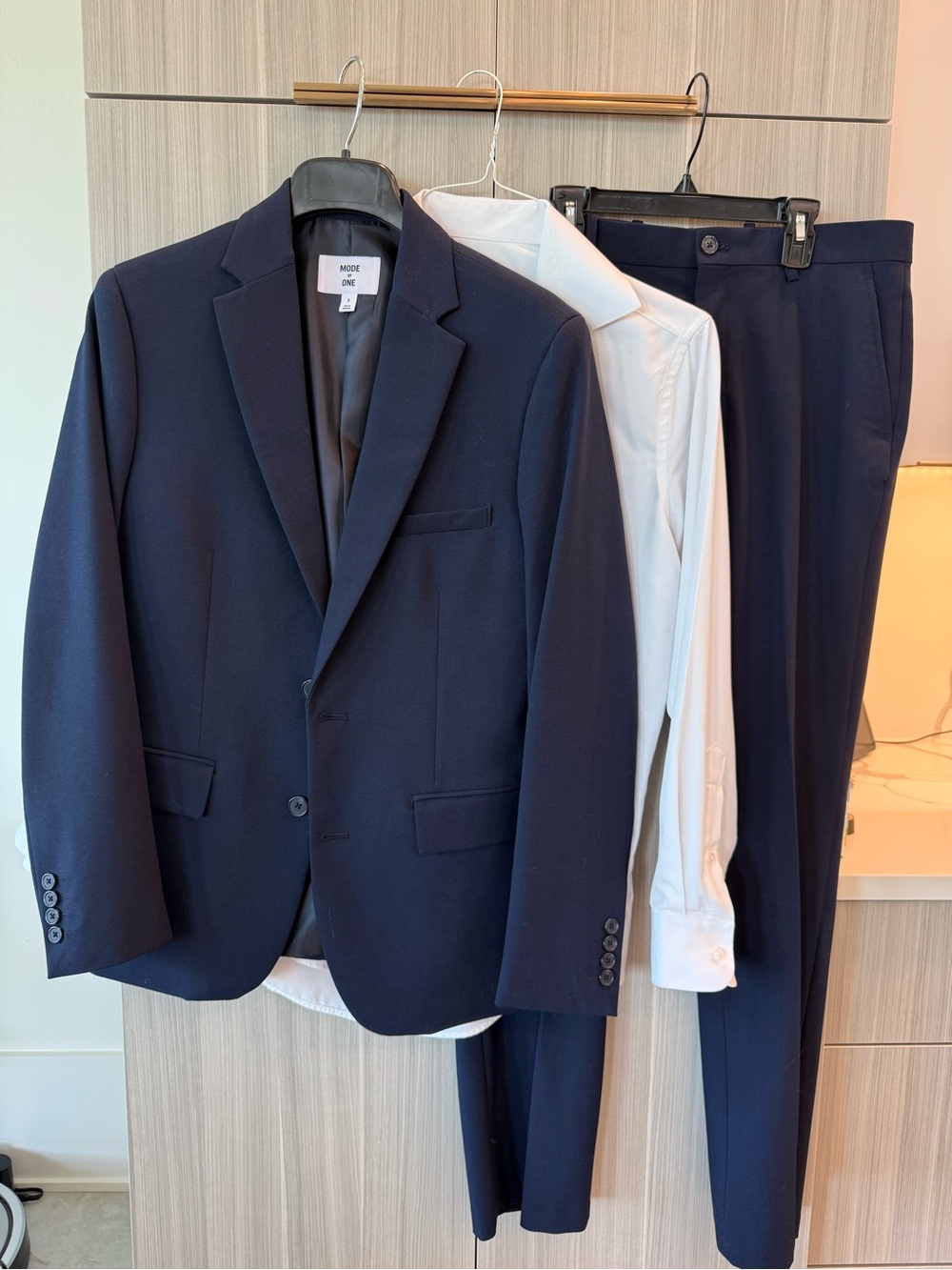 Men's Classic Navy Two-Piece Suit with White Shirt